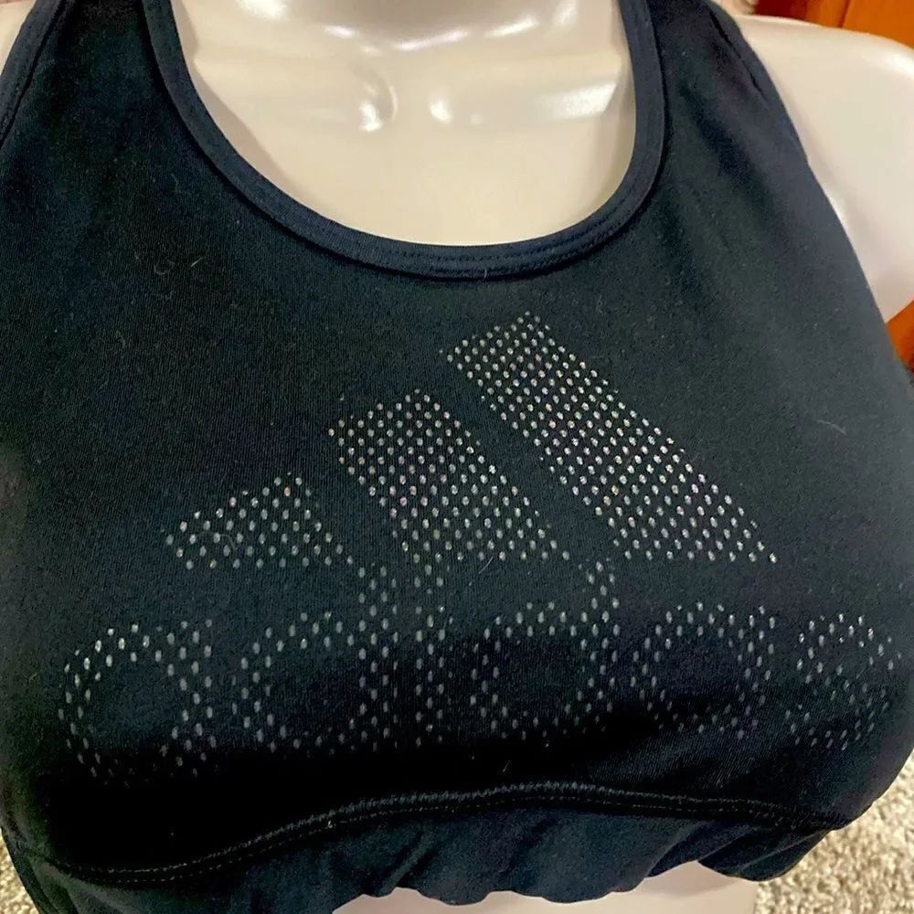Adidas Climalite Sorts Bra Logo Black Size Large Retail $65